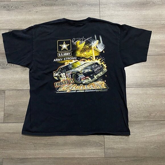 Vtg Nascar US Army Black Shirt Size XXL Ryan Newman Stewart Racing Double Sided - Picture 2 of 5